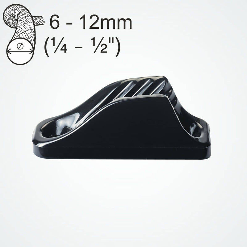 Chargez l'image dans la visionneuse de la galerie, ClamCleat® Nylon Noir ø6 à 12mm, un taquet résistant aux UV, idéal pour bateaux et mâts, offrant un verrouillage rapide et efficace pour la voile légère.