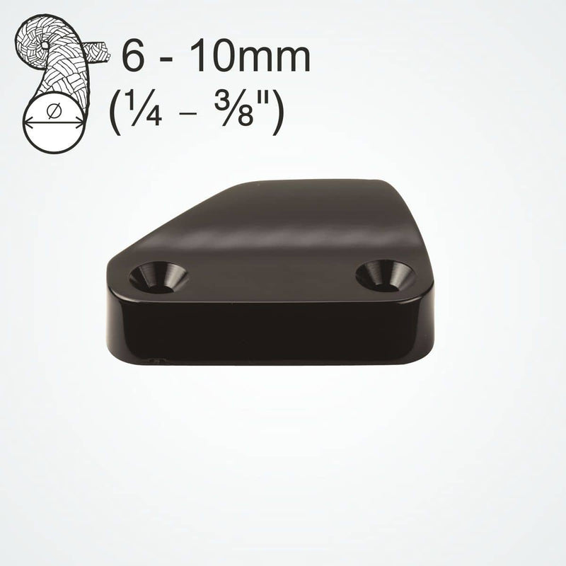 Chargez l'image dans la visionneuse de la galerie, ClamCleat® Nylon Noir Horizontal Tribord ø6 à 10mm, taquet discret pour surfaces planes ou verticales, idéal pour dériveurs, voiliers et échelles de sécurité.