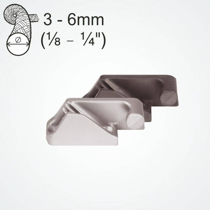 Chargez l'image dans la visionneuse de la galerie, ClamCleat® Alu Ouvert Tribord court ø3 à 6mm, guide-câble latéral pratique pour filets de sport, facilite l'alignement et l'accrochage des cordages.