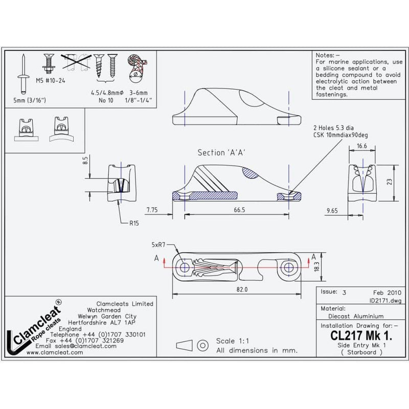 Chargez l'image dans la visionneuse de la galerie, ClamCleat® Alu Ouvert Tribord ø3 à 6mm utilisé pour gérer les cordages sur filets de sport et voiles, idéal pour accroche et préhension.