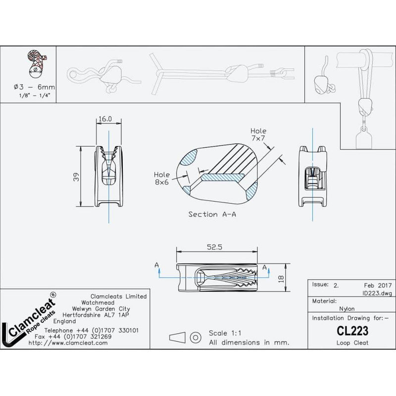 Chargez l'image dans la visionneuse de la galerie, ClamCleat® Boucle d'Accroche en nylon, idéale pour tendre et ajuster les cordages rapidement, conçue pour la voile légère.