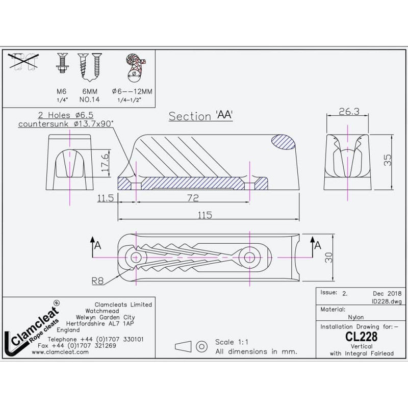 Chargez l'image dans la visionneuse de la galerie, ClamCleat® Nylon Noir Vertical ø6 à 12mm avec guide-câble intégré, idéal pour applications marines. Résistant aux intempéries et à la corrosion, parfait pour voile légère.
