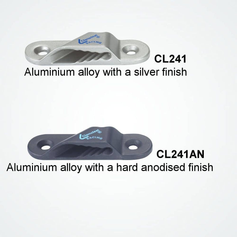 Chargez l'image dans la visionneuse de la galerie, ClamCleat® Nerf de Chute Voile Alu Babord ø3 à 6mm, taquet en aluminium à profil bas pour voiles de grandes dimensions, avec guide-cordage intégré pour un réglage précis.