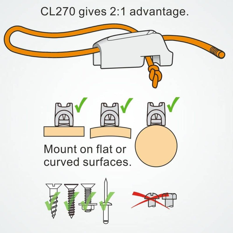 Chargez l'image dans la visionneuse de la galerie, ClamCleat® Alu Micro Racing à ringot, conçu pour maintenir les cordages de 1 à 4 mm sans fixation, idéal pour dériveurs et catamarans de sport.