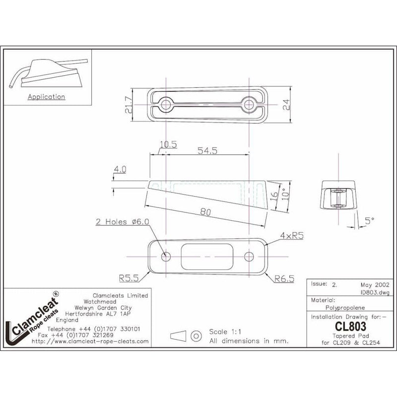 Chargez l'image dans la visionneuse de la galerie, Cale Inclinée Clam-Cleat® Midi CL209 pour alignement angulaire sous taquets, idéale pour dériveurs et catamarans, compatible avec CL209, CL254, CL254AN.