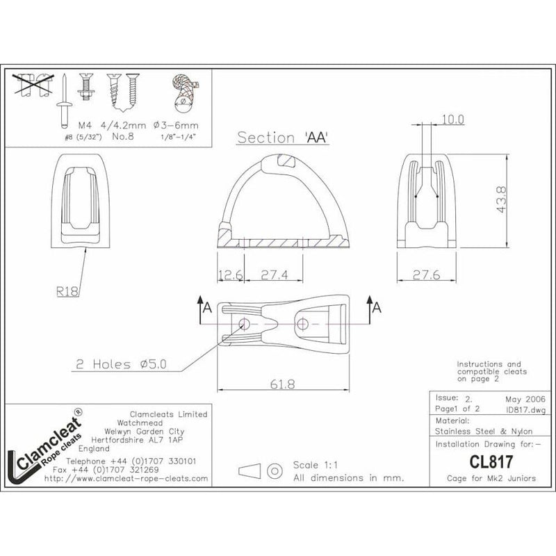 Load image into Gallery viewer, Cage Filoir de ClamCleat® CL211 Mk2 permettant un réglage efficace des cordages jusqu'à 70 degrés, optimisant le contrôle pour la voile légère.
