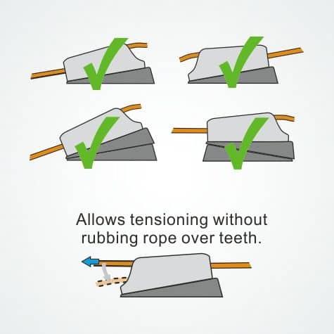 Load image into Gallery viewer, Cale Inclinée ClamCleat® CL211Mk2/CL217Mk2/CL218Mk2/CL272, accessoire nautique facilitant l'alignement du cordage, avec plaque arrière pour support, inclinable à 10 ou 20 degrés.