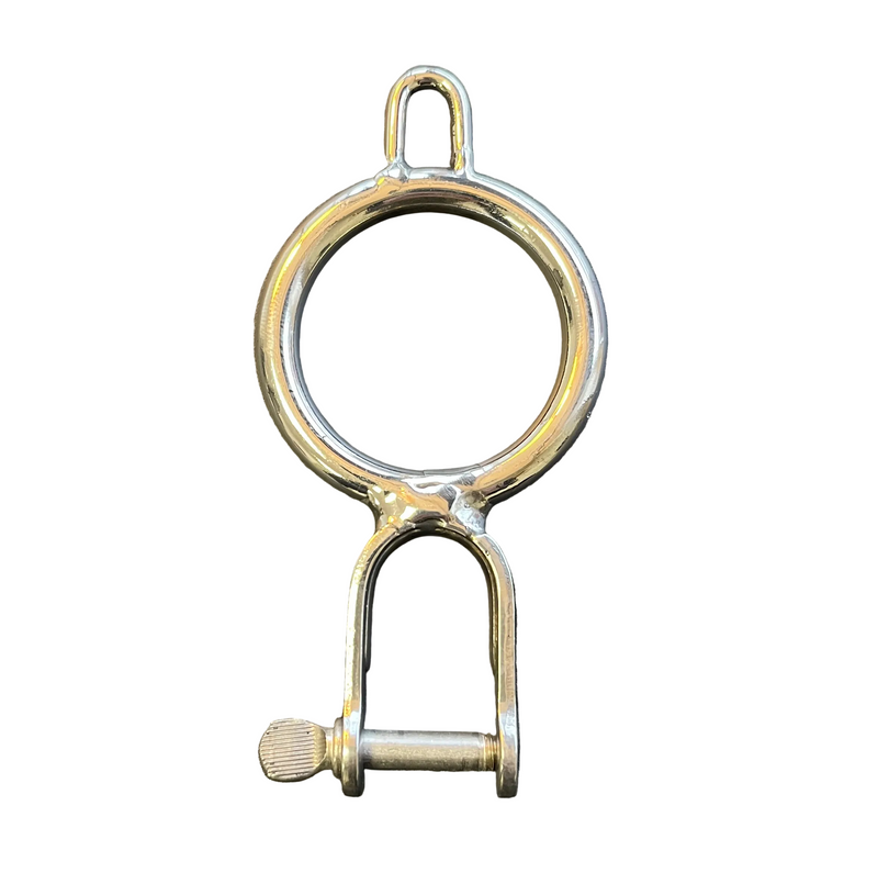 Load image into Gallery viewer, Anneau Inox de Hook pour drisse de grand voile avec Manille soudée, idéal pour catamarans, facilite l'accrochage de la voile au mât, incluant manille et anneau en inox pour pivotement.