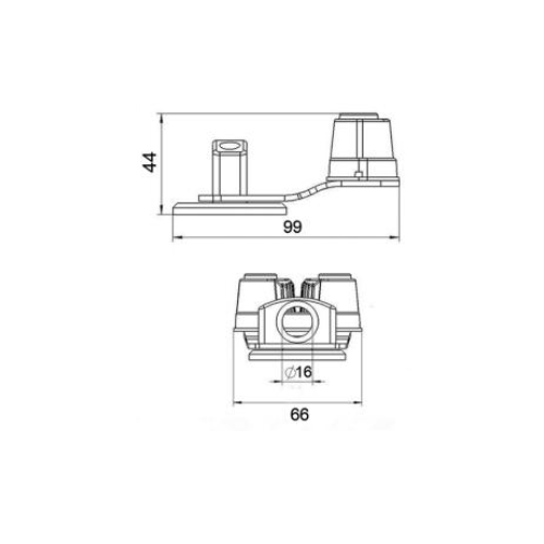 Laden Sie das Bild in Galerie -Viewer, Tourelle de Foc avec Filoir + Taquet, idéale pour dériveurs et catamarans, avec taquet nylon 38mm, supporte une charge de 68kg, pour écoutes de 3mm à 10mm.
