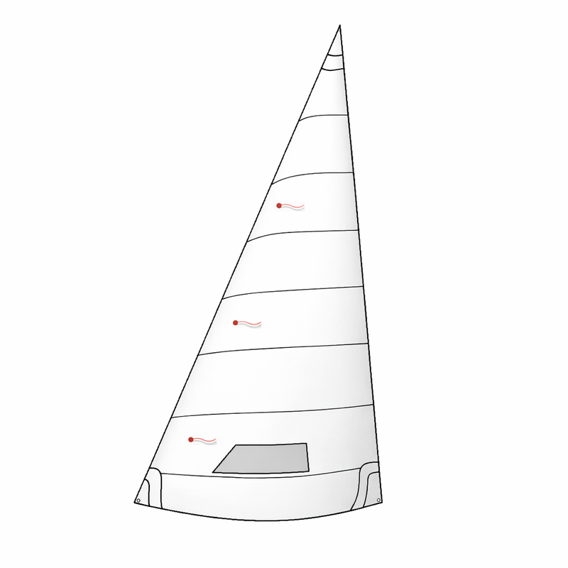Cargue la imagen en el visor de la galería, Foc Dériveur: voile triangulaire, coutures horizontales, fenêtre claire, renforts aux points et trois penons. Fabriqué en Dacron blanc 210gr ou 250gr.