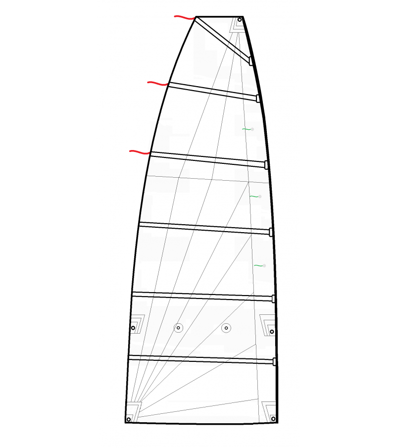 Chargez l'image dans la visionneuse de la galerie, Grand Voile Catamaran, coupe radiale, inclus bande de ris, adapté pour voile légère sportive.