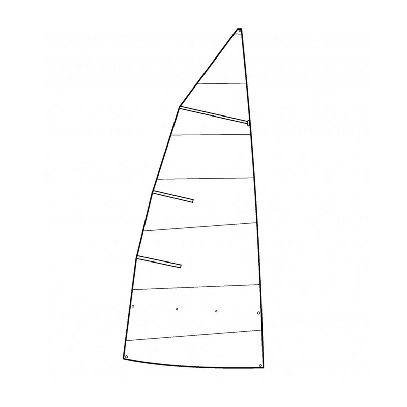 Chargez l'image dans la visionneuse de la galerie, Grand Voile Dériveur Laser® Vago en dessin: contours du luff, leech et foot avec emplacements des poches à lattes et points de renfort.
