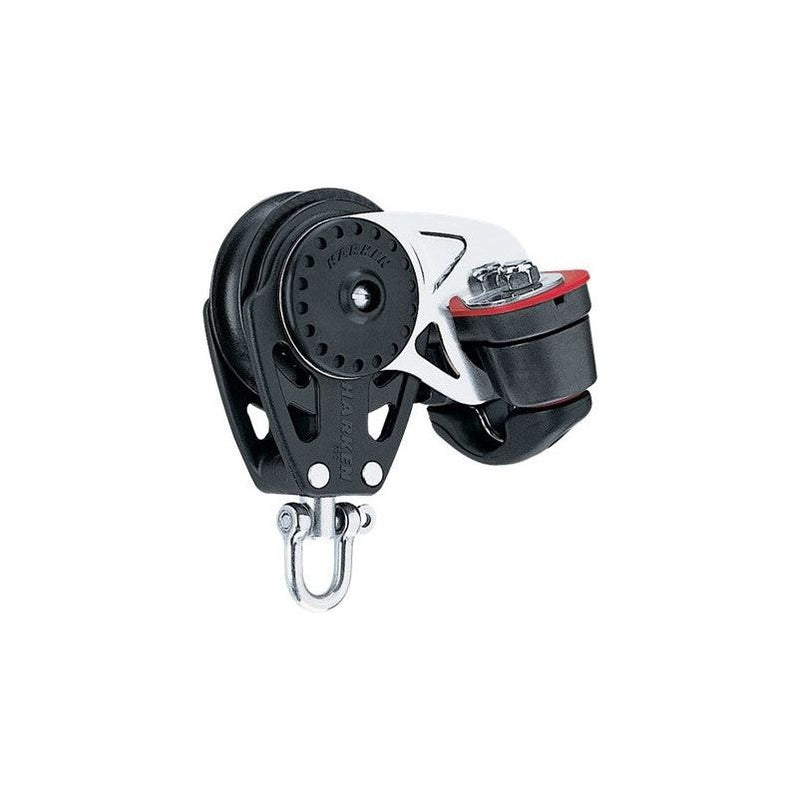 Load image into Gallery viewer, Poulie à Taquet Carbo ø57mm, légère et robuste, avec joues en résine renforcée, idéale pour réglages précis avec manille de 5mm, charge de travail 136kg.