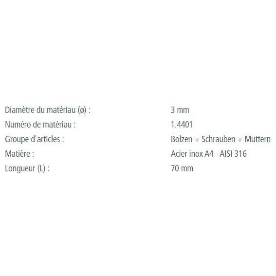 Load image into Gallery viewer, Goupille Beta en inox A4 - AISI 316, idéale pour voile légère, longueur 3mm: 70mm, 4mm: 79mm, fabrication européenne de haute qualité.