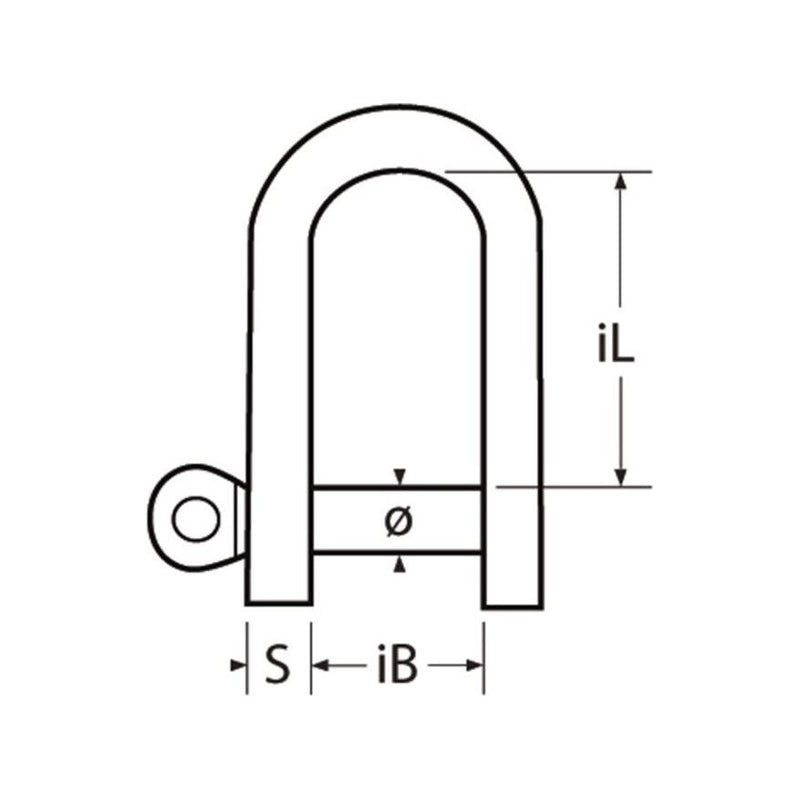 Laden Sie das Bild in Galerie -Viewer, Dessin de Manille Semi Ronde ø5mm en inox A4, qualité marine, fabriquée en Europe, idéale pour voile légère, charge de rupture 400 kg.