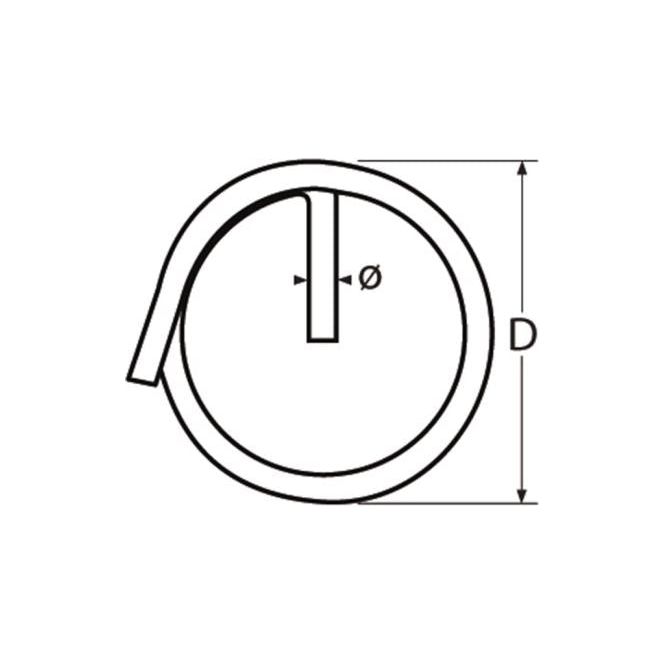 Load image into Gallery viewer, Anneau Brisé Inox, dessin en ligne, montrant différentes tailles pour applications marines, idéal pour accastillage voile légère.