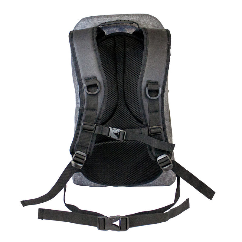 Chargez l'image dans la visionneuse de la galerie, Sac à dos étanche 35L Windesign, vue arrière montrant bretelles rembourrées, sangle sternum ajustable, ceinture ventrale rembourrée, idéal pour équipement nautique léger.