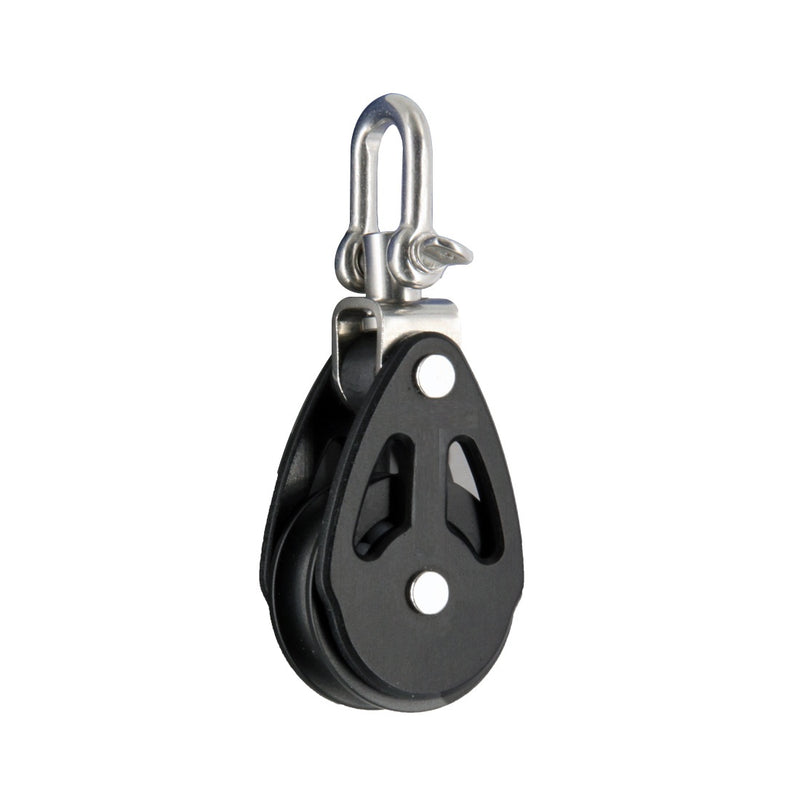 Load image into Gallery viewer, Poulie Simple à billes Aluminium avec Manille, haute résistance, idéale pour catamarans et dériveurs, disponible en divers modèles et tailles pour usages nautiques et industriels.
