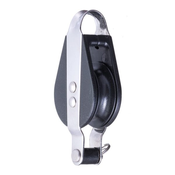 Chargez l'image dans la visionneuse de la galerie, Poulie à Ringot à billes ø28mm avec roue à gorge et roulements inox, idéale pour systèmes de corde en voile légère et usage professionnel.