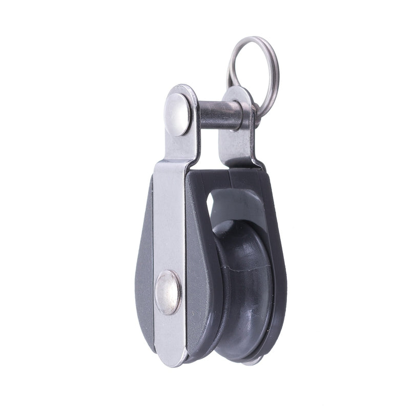 Chargez l'image dans la visionneuse de la galerie, Poulie Simple Nova à Chape Fixe avec flasques en acier inoxydable et réa en plastique, idéale pour dériveurs et catamarans, par RWO Marine.