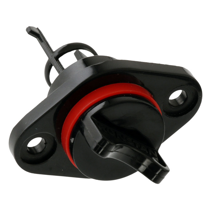 Laden Sie das Bild in Galerie -Viewer, Bouchon de nable à vis RONSTAN monté sur panneau, avec support, idéal pour vidange rapide sur équipements nautiques, fixation 38mm, découpe 24mm, bouchon sécurisé contre perte.