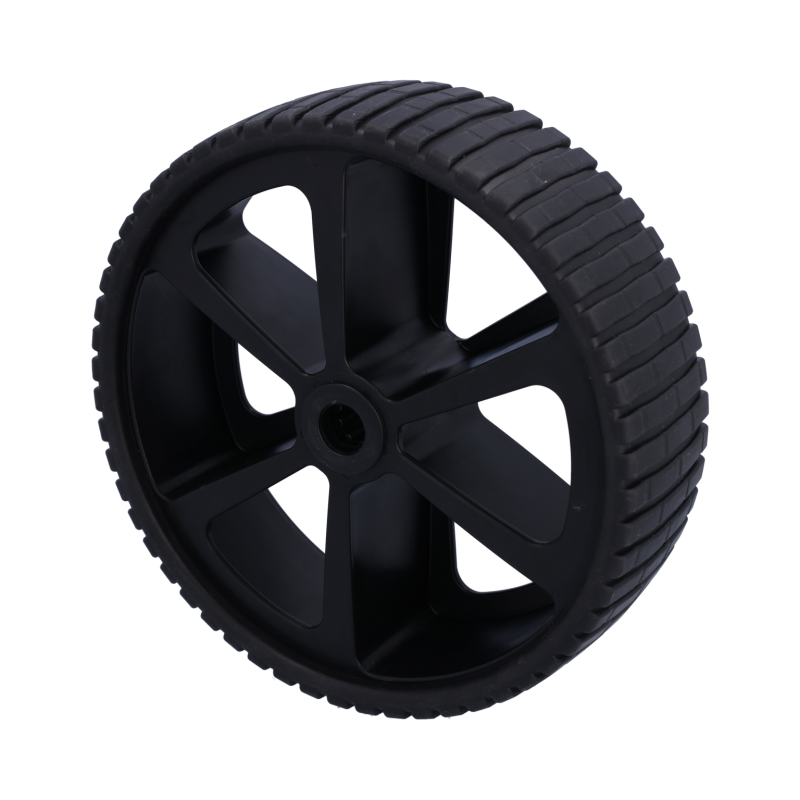 Cargue la imagen en el visor de la galería, Roue de chariot de mise à l'eau noire, avec jante ajourée, pneu large. Idéale pour chariots,remorques, équipements du jardin, sports, et autres activités nécessitant un pneu large.