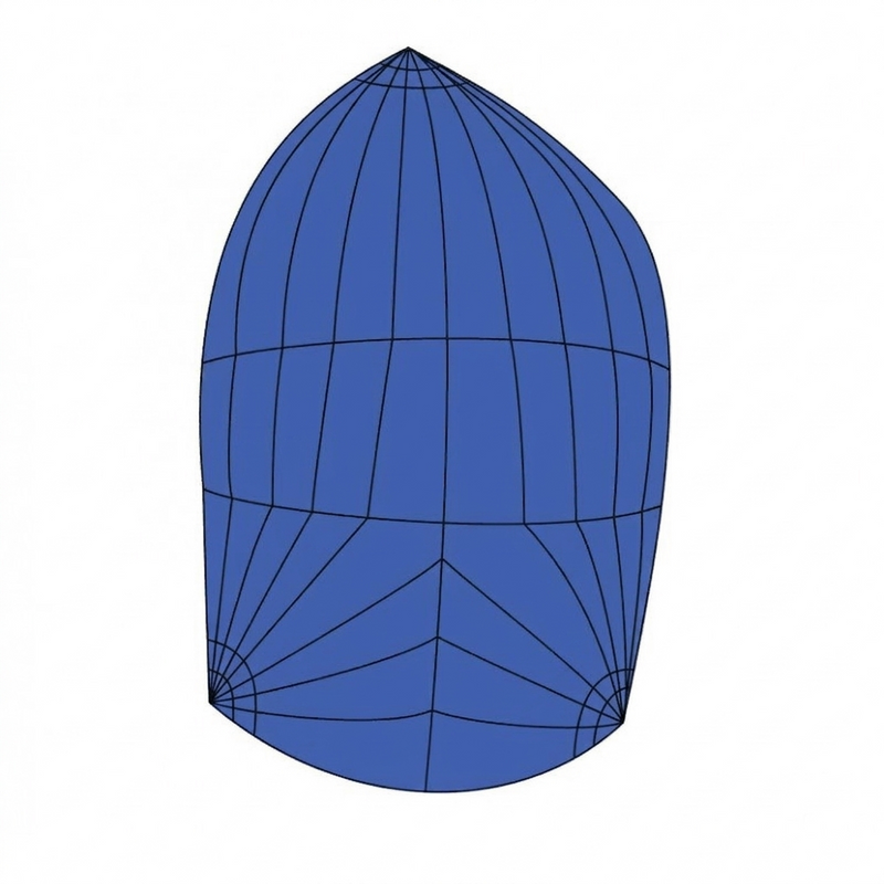 Chargez l'image dans la visionneuse de la galerie, Modèle 3D filaire du Spi Dériveur 470, illustrant la structure panélisée de la voile, idéal pour les clubs et écoles nautiques.