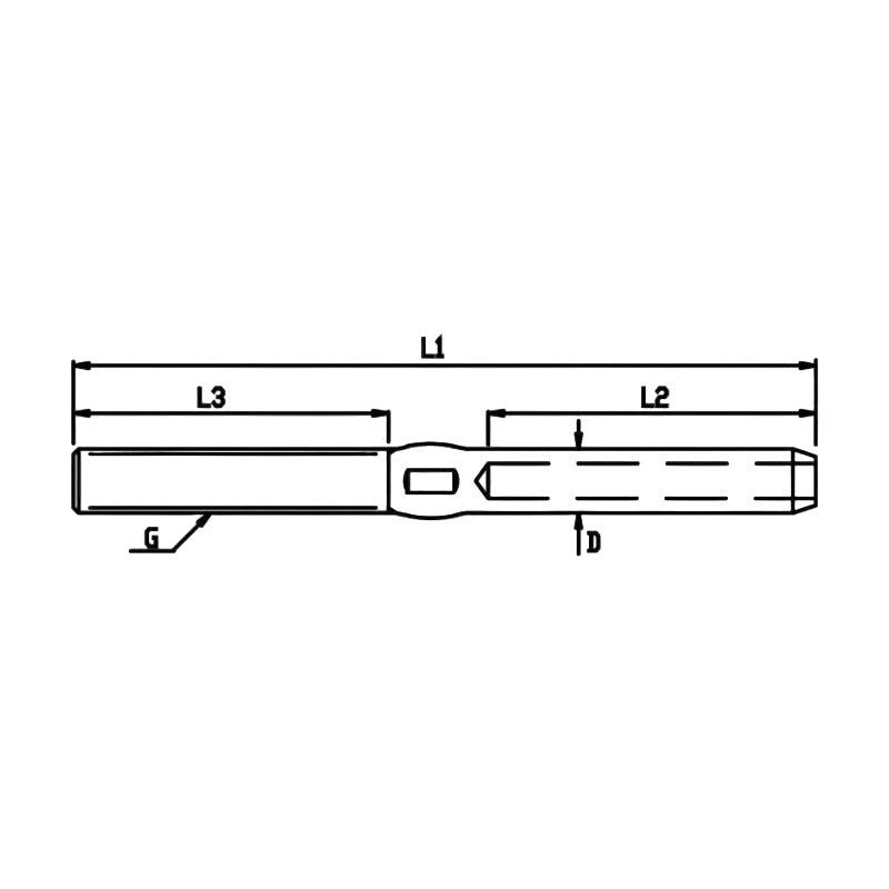 Carregue a imagem no visualizador da galeria, Terminason à Filetage Métrique gauche, schéma dimensionnel d'un adaptateur ciseau pour marteau perforateur, montrant les mesures clés: L1, L2, L3, G, D.