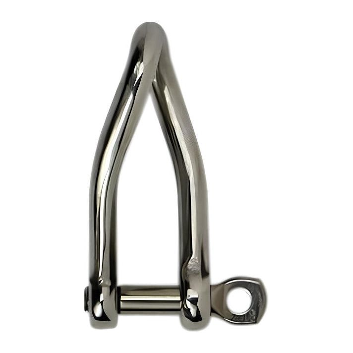 Load image into Gallery viewer, Manille Torse Forgée en métal argenté, haute résistance, idéale pour applications nautiques, fabriquée en Europe, disponible en plusieurs tailles pour charges de 400kg à 1800kg.