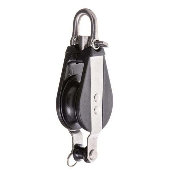 Chargez l'image dans la visionneuse de la galerie, Poulie à Ringot à billes ø19mm + Émerillon avec shackle pivotant intégré, idéale pour dériveurs et catamarans, robustesse et durabilité avec roulements à billes en acier inoxydable.