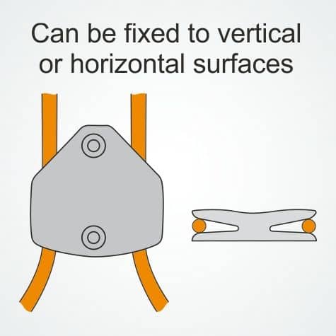 ClamCleat® Nylon Noir Double Horizontal ø6 à 10mm, conçu pour fixer deux lignes sur surfaces horizontales ou verticales, idéal pour dériveurs et catamarans de sport.
