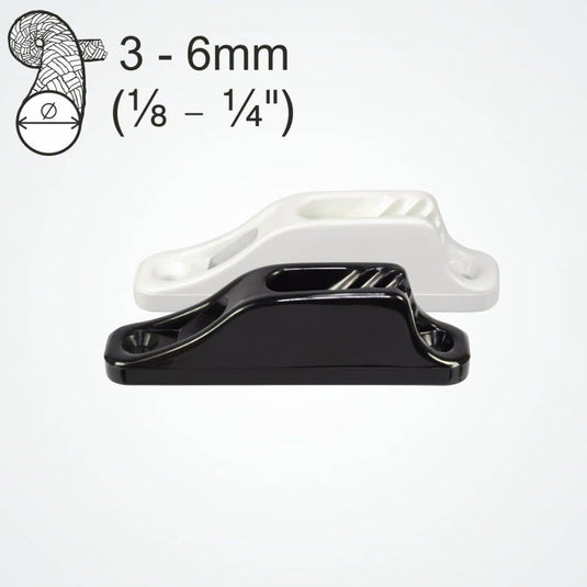 ClamCleat® Nylon Junior ø3 à 6mm, taquet en nylon populaire, idéal pour dériveurs et kayaks, polyvalent pour un rangement efficace dans divers espaces.