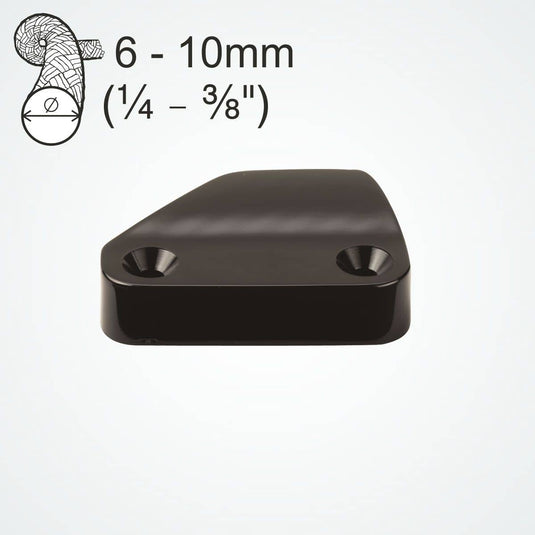 ClamCleat® Nylon Noir Horizontal Tribord ø6 à 10mm, taquet discret pour surfaces planes ou verticales, idéal pour dériveurs, voiliers et échelles de sécurité.