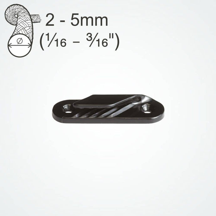 ClamCleat® Nylon Latéral Tribord ø2 à 5mm, taquet discret en nylon pour surfaces planes, idéal pour voiles et canoës, adapté à un usage extérieur continu.