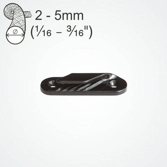 ClamCleat® Nylon Latéral Tribord ø2 à 5mm, taquet discret en nylon pour surfaces planes, idéal pour voiles et canoës, adapté à un usage extérieur continu.