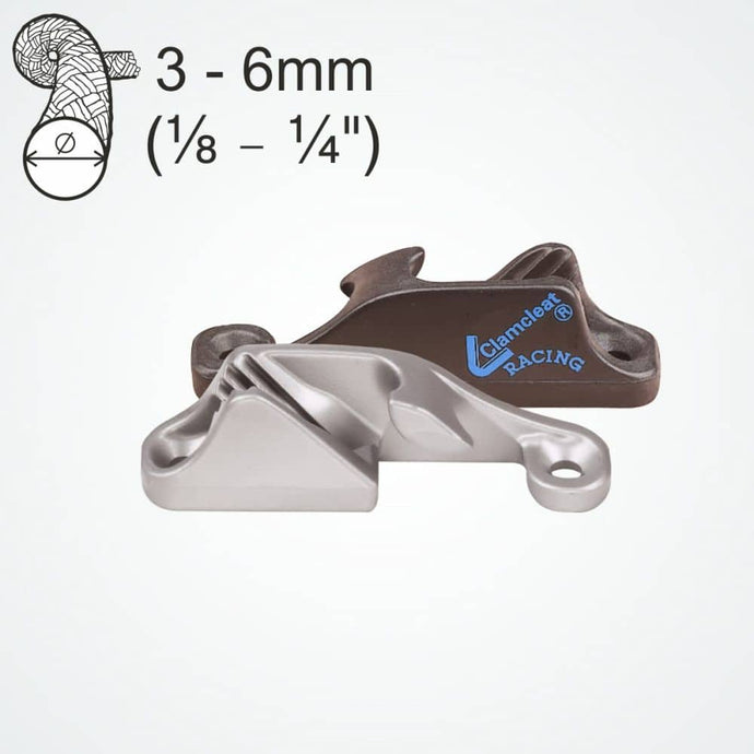 ClamCleat® Alu Ouvert Tribord ø3 à 6mm, guide-câble pratique pour accrocher et retirer facilement cordages, idéal pour filets de sport et voiles d'ombrage.