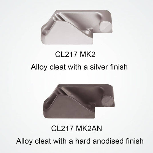 ClamCleat® Alu Ouvert Tribord court ø3 à 6mm avec guide-câble latéral, idéal pour filets de sport, facilite l'alignement et l'utilisation en voile légère.