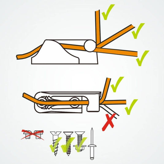 ClamCleat® Alu Ouvert Tribord court ø3 à 6mm avec guide-câble latéral, idéal pour filets de sport, facilite l'étarquement et le choquage des cordages.