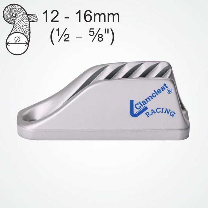 ClamCleat® Alu Ouvert Racing Major ø12 à 16mm en aluminium, conçu pour un verrouillage rapide et sûr, idéal pour conditions terrestres et côtières.