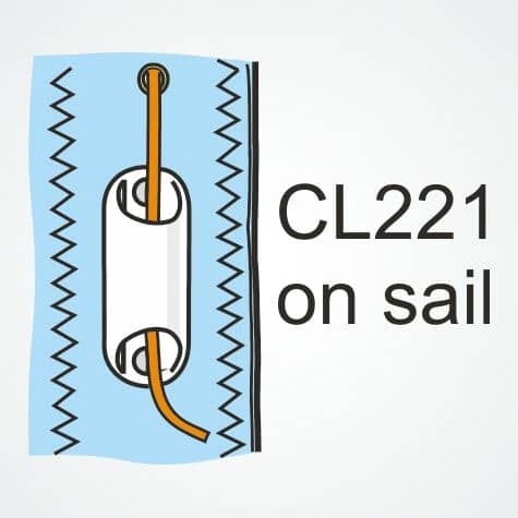 ClamCleat® Nerf de Chute Voile ø1 à 3mm, taquet compact en nylon pour voiles, fourni avec plaque arrière et rivets, idéal pour ajuster bosses ou tendres guindants.