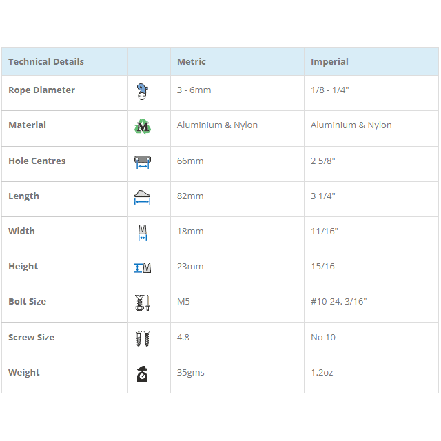 Chargez l&#39;image dans la visionneuse de la galerie, ClamCleat® Alu Junior Racing Mk1 avec Réa bas ø3 à 6mm, taquet idéal pour applications sous le pont, disponible en finitions argentée ou anodisée pour durabilité.
