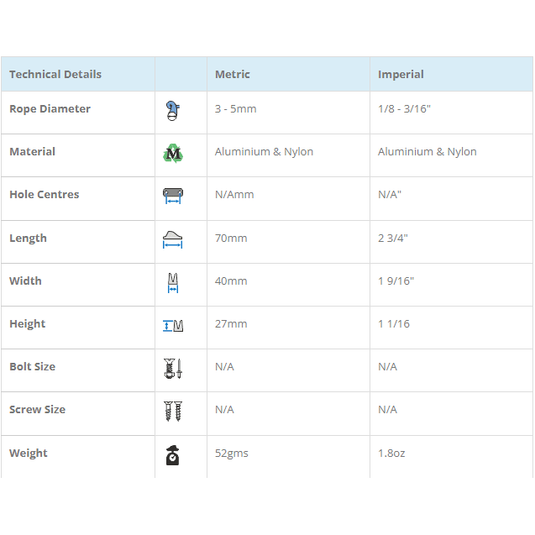 Clam-Cleat Palan Alu 3 réas pour tension et réglage de voiles, idéal pour planches et chars à voile, offrant un avantage mécanique de 6:1.