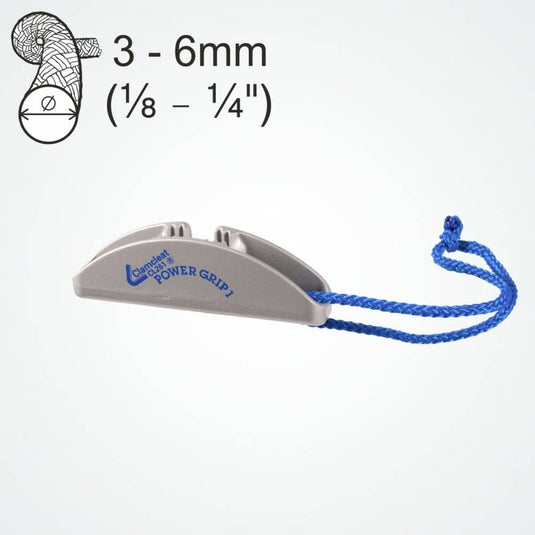 ClamCleat® Power Grip 1 pour cordes ø3 à 6mm, outil ergonomique pour augmenter la traction dans les sports nautiques, adapté pour droitiers et gauchers.
