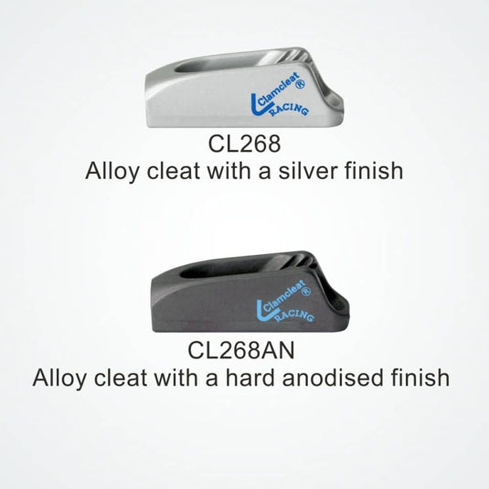 ClamCleat® Alu Micro Racing ø1 à 4mm, taquet léger avec guide-câble, technologie de denture avancée pour canoës et kitesurf, idéal pour voile légère.