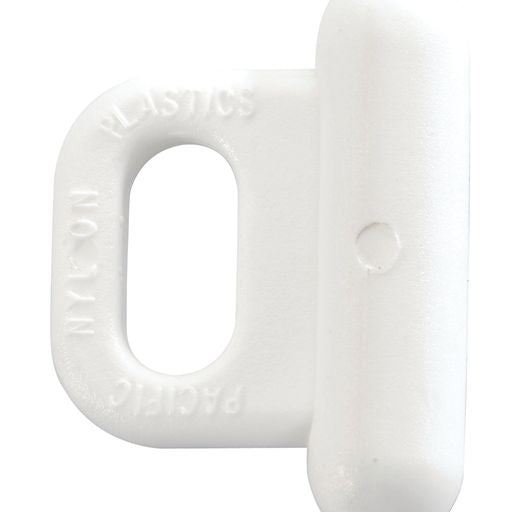Coulisseau plastique - blanc pour voile légère, idéal pour dériveurs ou catamarans, conçu pour s'insérer dans un rail et maintenir les textiles en place.