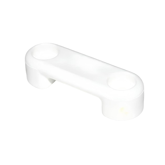 Pontet de Sangle 25mm Renforcé - Blanc, support en plastique avec deux cylindres creux pour maintenir des tubes parallèles, idéal pour l'équipement de voile légère.