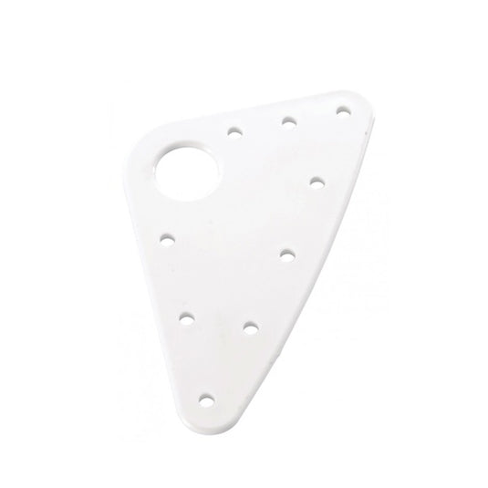 Têtière de Voile 100 x 115mm en plastique blanc, conçue pour rigidifier et protéger la tête de la voile.