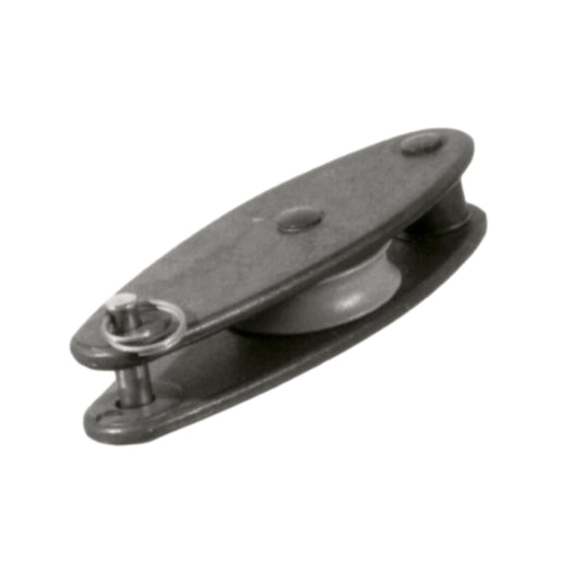 Poulie à Ringot ø25mm Aluminium, ultra résistante pour dériveurs, idéale pour réglages de hâle-bas, offrant une charge de travail de 310kg et de rupture de 620kg.