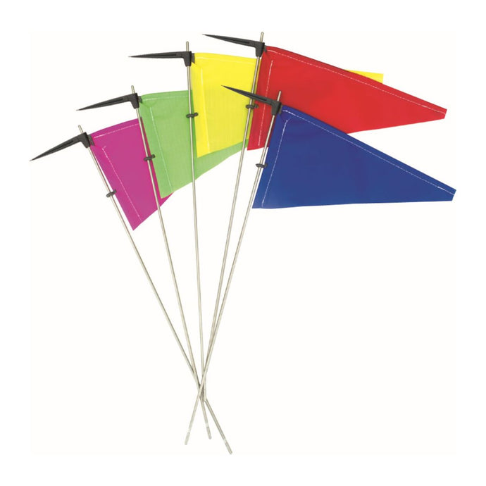 Girouette Tissu Triangulaire en tissu de spi, idéale pour dériveurs et catamarans, disponible en différentes dimensions de tige pour s'adapter à vos besoins nautiques.