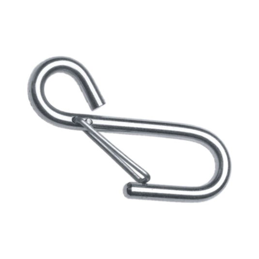 Crochet Inox Droit avec Sécurité HOLT, idéal pour cordage jusqu'à ø10mm, longueur 61mm, essentiel pour dériveurs et catamarans de sport.
